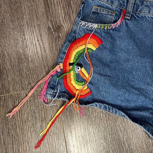Farm Rio Women’s Embroidered Denim Shorts – Size Small - Picture 3 of 10